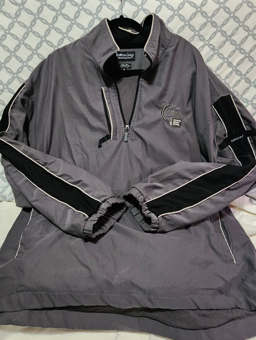 Men's Gray Pullover Windbreaker Jacket, Xl